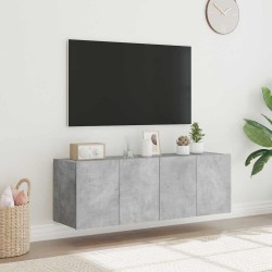 Meubles TV muraux et lumières LED 2pcs gris béton 60x35x41 cm 619162619162