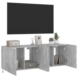 Meubles TV muraux et lumières LED 2pcs gris béton 60x35x41 cm 619162619162