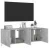Meubles TV muraux et lumières LED 2pcs gris béton 60x35x41 cm 619162619162