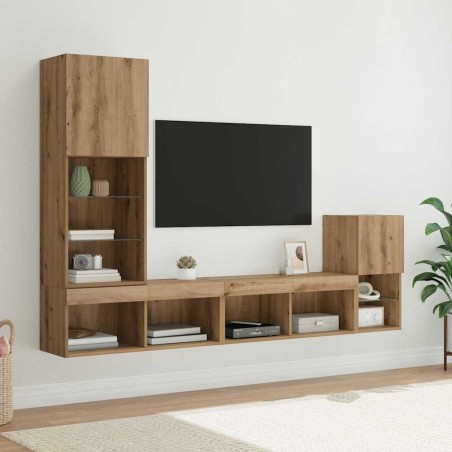 Meubles TV muraux 4 pcs Chêne artisanal Bois d'ingénierie 619164619164