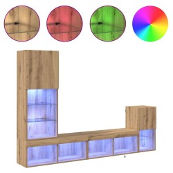 Meubles TV muraux 4 pcs Chêne artisanal Bois d'ingénierie 619164619164