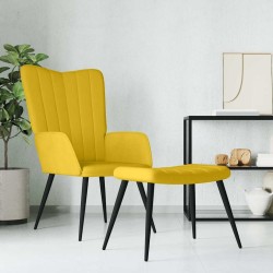 Chaise de relaxation avec tabouret Jaune moutarde Velours 619166619166