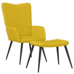 Chaise de relaxation avec tabouret Jaune moutarde Velours 619166619166