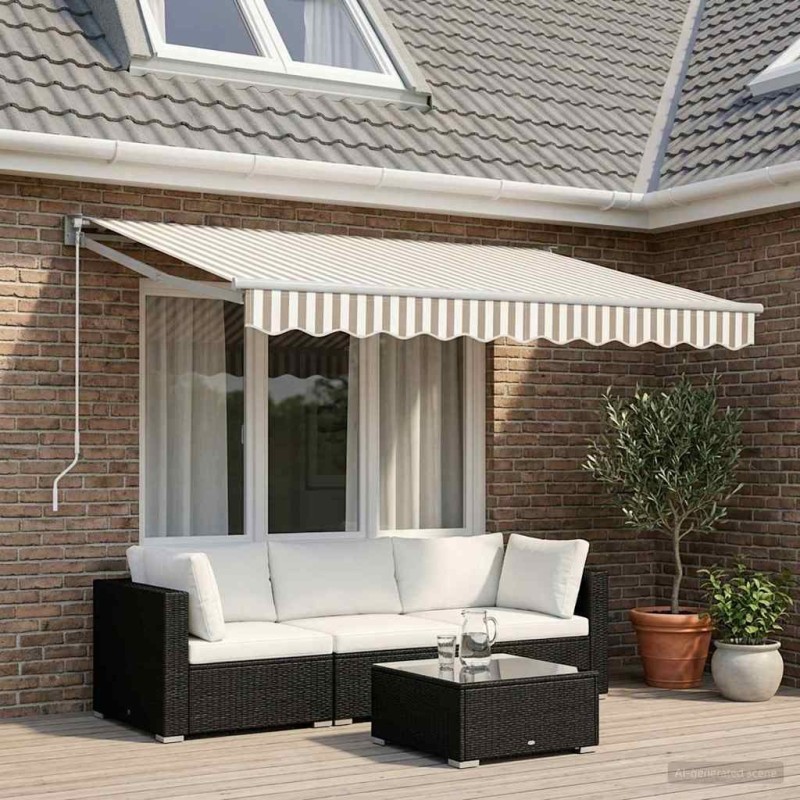 Auvent rétractable Gris clair et blanc 3 x 2,5 m 619171619171