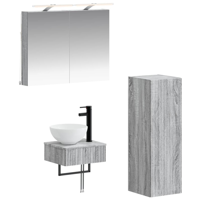 Ensemble d'armoire de salle de bain 4 pcs Sonoma gris 619177619177