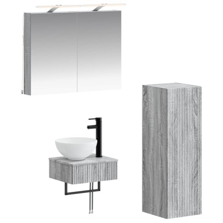 Ensemble d'armoire de salle de bain 4 pcs Sonoma gris 619177619177
