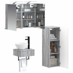 Ensemble d'armoire de salle de bain 4 pcs Sonoma gris 619177619177