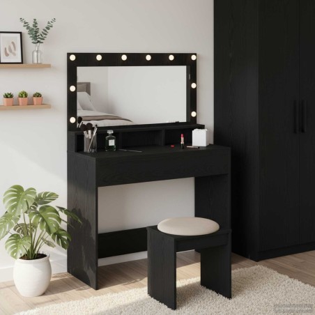 Table de Toilette avec étagère Chêne noir 100 x 41 x 135 cm 619178619178