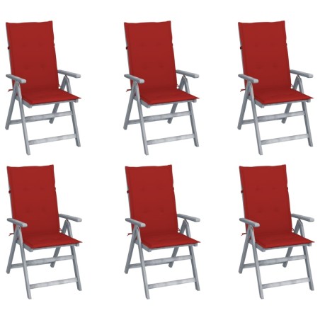 Chaises inclinables de jardin lot de 6 et coussins Bois acacia 619179619179