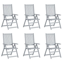 Chaises inclinables de jardin lot de 6 et coussins Bois acacia 619179619179