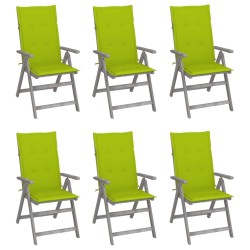 Chaises inclinables de jardin lot de 6 et coussins Bois acacia 619181619181