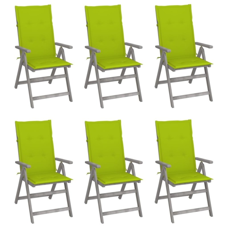 Chaises inclinables de jardin lot de 6 et coussins Bois acacia 619181619181