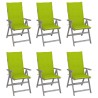 Chaises inclinables de jardin lot de 6 et coussins Bois acacia 619181619181