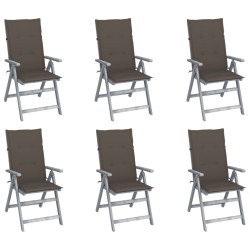 Chaises inclinables de jardin lot de 6 et coussins Bois acacia 619182619182