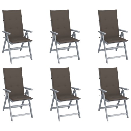 Chaises inclinables de jardin lot de 6 et coussins Bois acacia 619182619182
