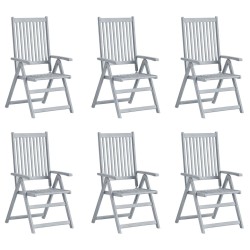Chaises inclinables de jardin lot de 6 et coussins Bois acacia 619182619182