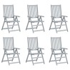 Chaises inclinables de jardin lot de 6 et coussins Bois acacia 619182619182