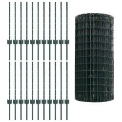 Clôture Euro avec poteau 50 x 0,6 m Acier recouvert de PVC Vert 619187619187