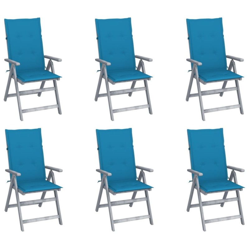 Chaises inclinables de jardin lot de 6 et coussins Bois acacia 619190619190