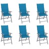 Chaises inclinables de jardin lot de 6 et coussins Bois acacia 619190619190