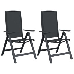 Chaises de jardin inclinables 2 pcs Noir 58 x 71 x 112 cm 619195619195