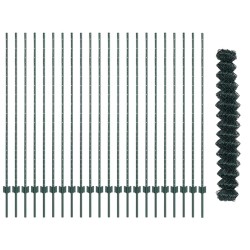 Clôture grillagée avec poteau 25 x 1,5 m Acier galvanisé Vert 619198619198