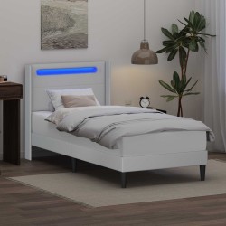 Cadre de lit avec matelas Blanc 90 x 190 cm Simili cuir 619217619217