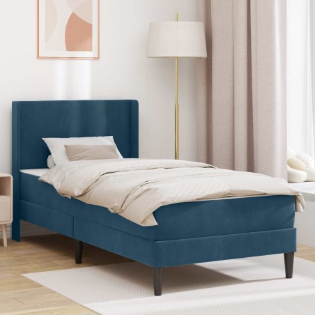 Cadre de lit avec matelas Bleu 100 x 200 cm Velours 619218619218