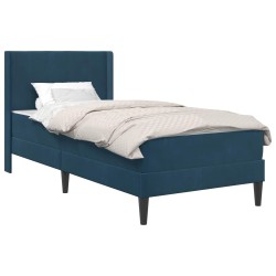 Cadre de lit avec matelas Bleu 100 x 200 cm Velours 619218619218