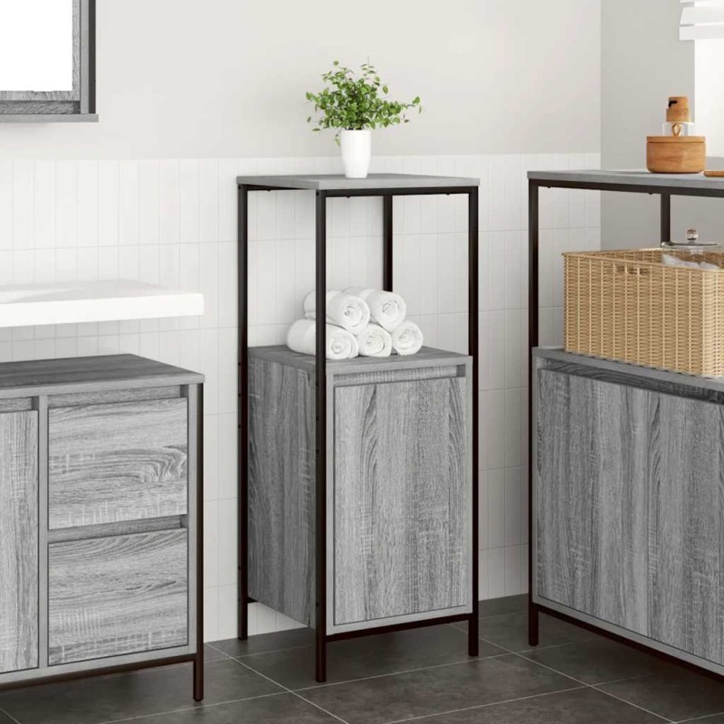 Meuble de salle de bain avec étagères sonoma gris 36x35x95 cm 619219619219