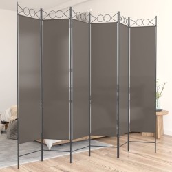 Cloison de séparation 6 panneaux Anthracite 240x200 cm Tissu 619229619229