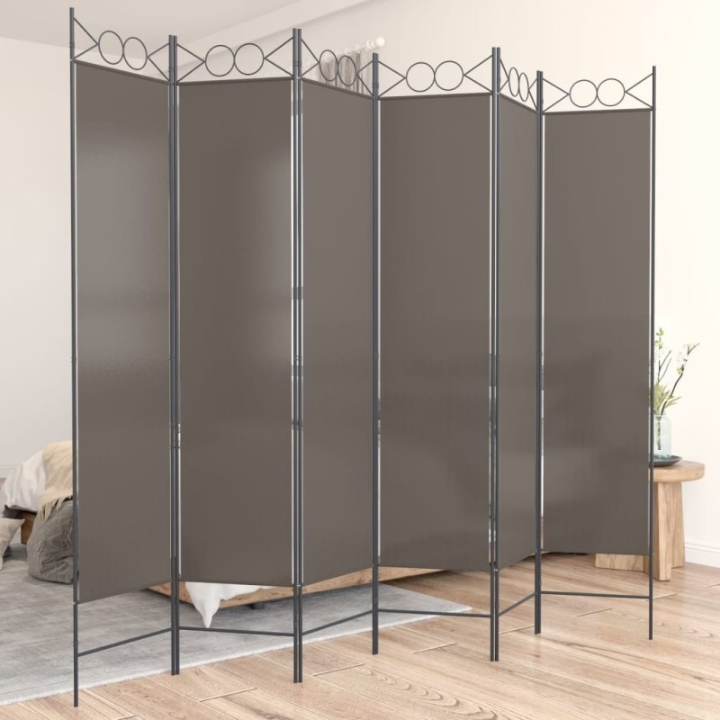 Cloison de séparation 6 panneaux Anthracite 240x200 cm Tissu 619229619229
