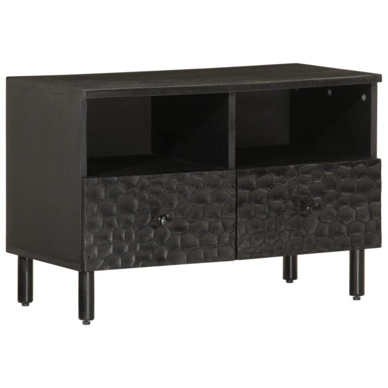 Meuble TV noir 70x33x46 cm bois massif de manguier 619252619252