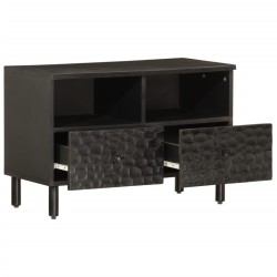 Meuble TV noir 70x33x46 cm bois massif de manguier 619252619252
