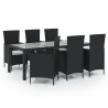 Salon de jardin 7 pcs avec coussins résine tressée noir 619257619257