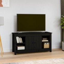 Meuble TV Noir 103x36,5x52 cm Bois de pin massif 619264619264