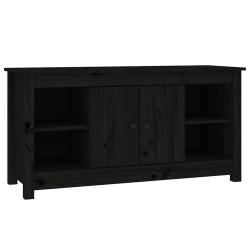 Meuble TV Noir 103x36,5x52 cm Bois de pin massif 619264619264