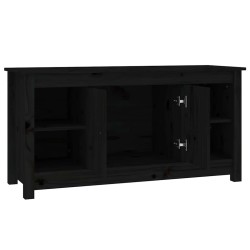Meuble TV Noir 103x36,5x52 cm Bois de pin massif 619264619264
