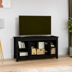 Meuble TV Noir 103x36,5x52 cm Bois de pin massif 619264619264