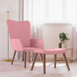 Chaise de relaxation avec repose-pied Rose Velours 619266619266