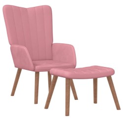 Chaise de relaxation avec repose-pied Rose Velours 619266619266