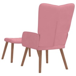 Chaise de relaxation avec repose-pied Rose Velours 619266619266