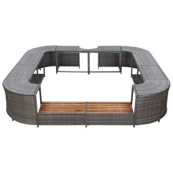 Cadre de spa carré gris 268x268x55 cm résine tressée 619268619268