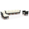 Salon de jardin 8 pcs Résine tressée et bois d'eucalyptus Noir 619282619282