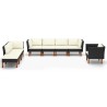 Salon de jardin 8 pcs Résine tressée et bois d'eucalyptus Noir 619282619282