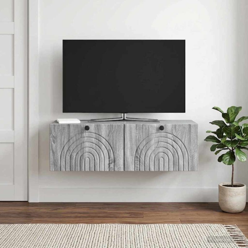 Meuble TV mural Sonoma gris 98 x 31 x 30 cm Bois d'ingénierie 619289619289