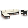 Salon de jardin 7 pcs Résine tressée et bois d'eucalyptus Noir 619293619293