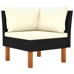 Salon de jardin 7 pcs Résine tressée et bois d'eucalyptus Noir 619293619293