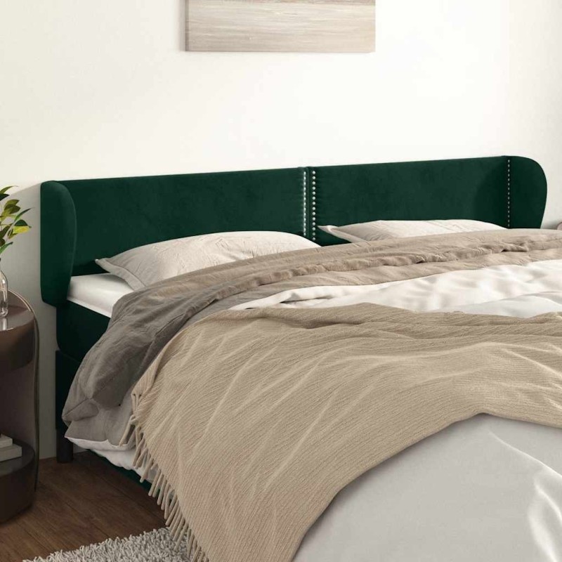 Tête de lit avec oreilles Vert foncé 203x23x78/88 cm Velours 619297619297