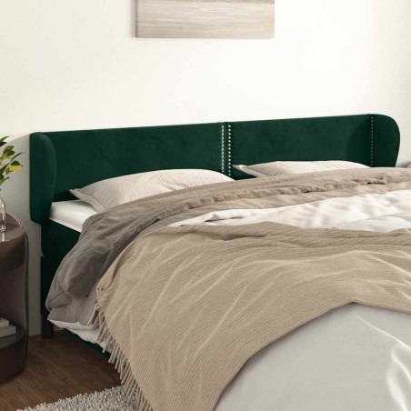 Tête de lit avec oreilles Vert foncé 203x23x78/88 cm Velours 619297619297